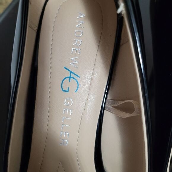 BLACK GLOSSY ANDREW GELLER TAYA OPEN TOE HIGH HEEL WOMEN"S SHOE - Picture 11 of 16